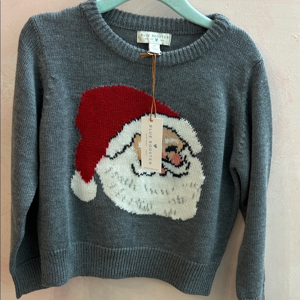 Gray Santa Sweater NWT Blue Rooster